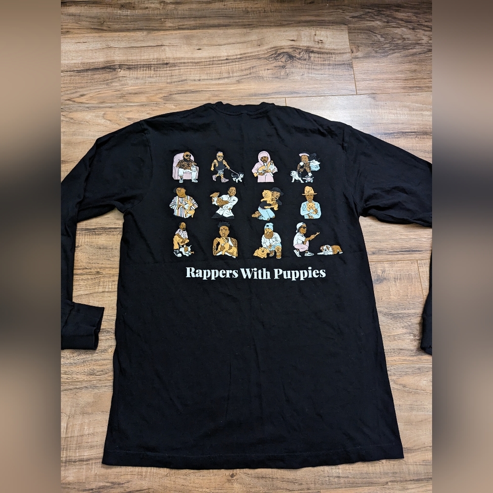 Dog Limited Rappers with Puppies Screenprinted Tee Shirt Long Sleeve LS